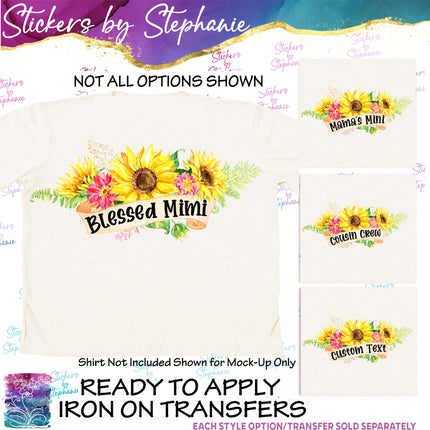 (s06-045) Sunflower Wreath Custom Text Iron-On Transfer or Sticker