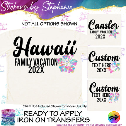(s06-053) Tropical Family Vacation Custom Text Iron-On Transfer or Sticker