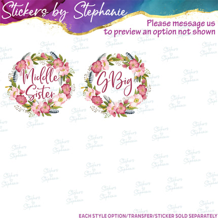 (s06-005) Rose Floral Wreath Custom Text Iron-On Transfer or Sticker