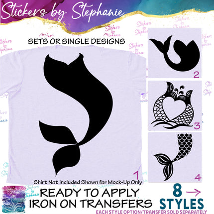 (s01-202) Mermaid Tail Silhouette Iron-On Transfer