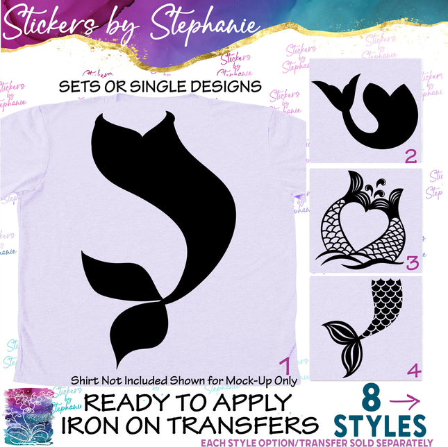 (s01-202) Mermaid Tail Silhouette Iron-On Transfer