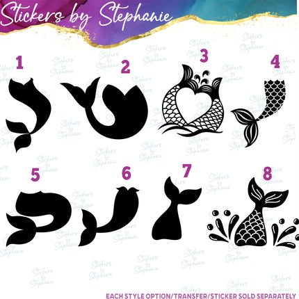 (s01-202) Mermaid Tail Silhouette Iron-On Transfer