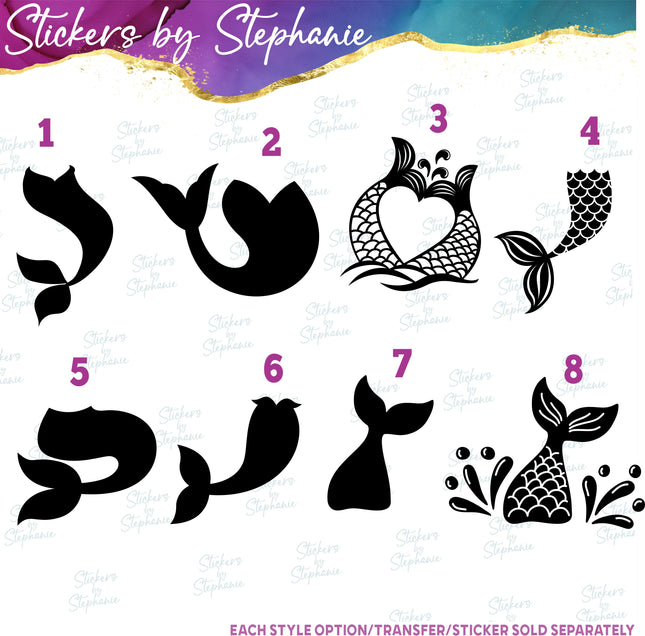 (s01-202) Mermaid Tail Silhouette Iron-On Transfer