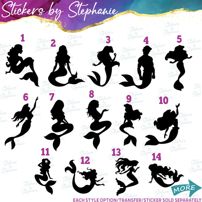 (s01-203) Mermaid, Merman Silhouette Iron-On Transfer