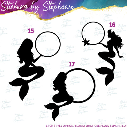 (s01-203) Mermaid, Merman Silhouette Iron-On Transfer
