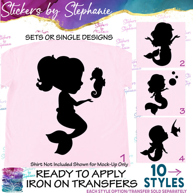(s01-204) Baby Mermaid Silhouette Iron-On Transfer