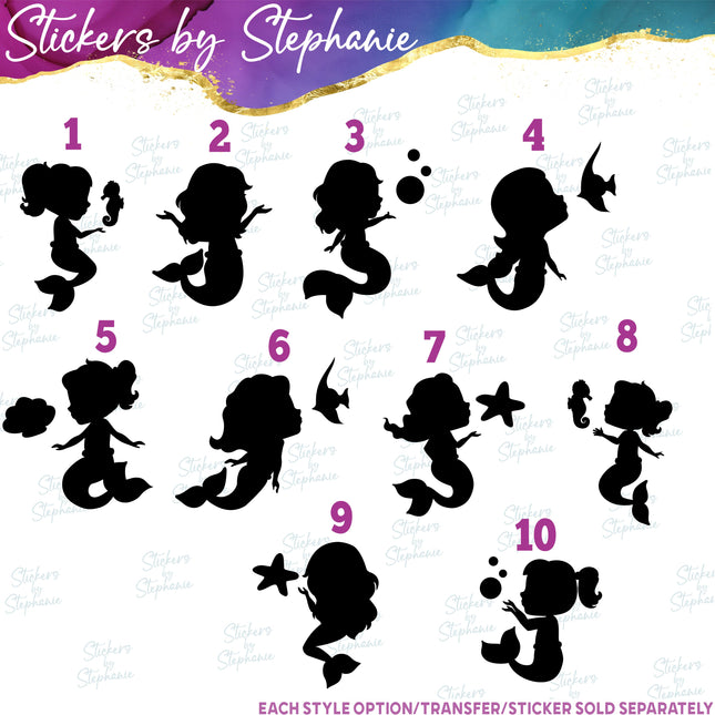 (s01-204) Baby Mermaid Silhouette Iron-On Transfer