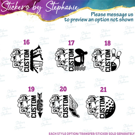 (s09-021) Alligator Crocodile Mascot Team Name Custom Text Iron-On Transfer or Sticker