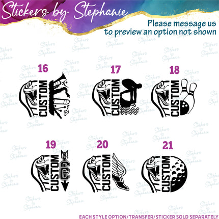 (s09-022) Snake Mascot Team Name Custom Text Iron-On Transfer or Sticker