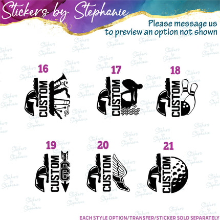 (s09-031) Spartan Mascot Team Name Custom Text Iron-On Transfer or Sticker
