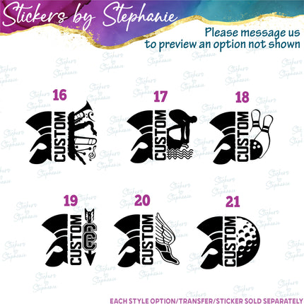 (s09-035) Spartan Mascot Team Name Custom Text Iron-On Transfer or Sticker
