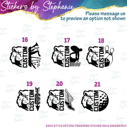 (s09-040) Beaver Mascot Team Name Custom Text Iron-On Transfer or Sticker