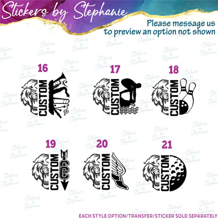 (s09-004) Tiger Mascot Team Name Custom Text Iron-On Transfer or Sticker