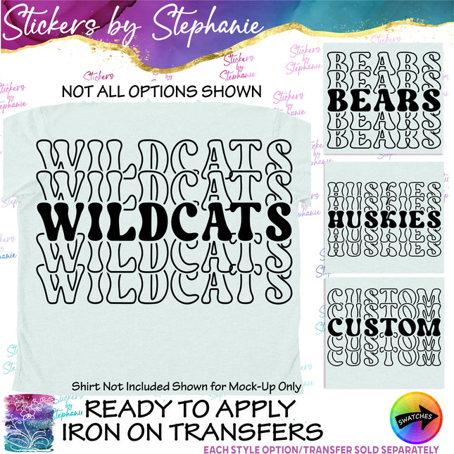 (s05-003) Stacked Team Name 4 Line Custom Text Iron-On Transfer or Sticker
