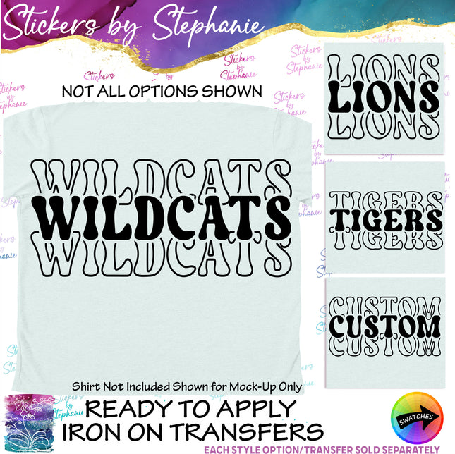 (s05-002) Stacked Team Name 3 Line Custom Text Iron-On Transfer or Sticker