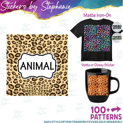 Animal Print Pattern DIY Vinyl Sheet Iron-On Transfer or Sticker