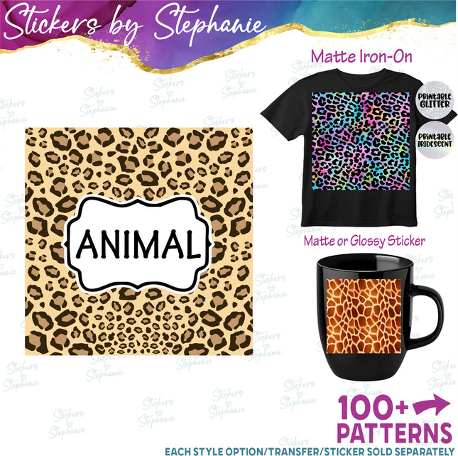 Animal Print Pattern DIY Vinyl Sheet Iron-On Transfer or Sticker
