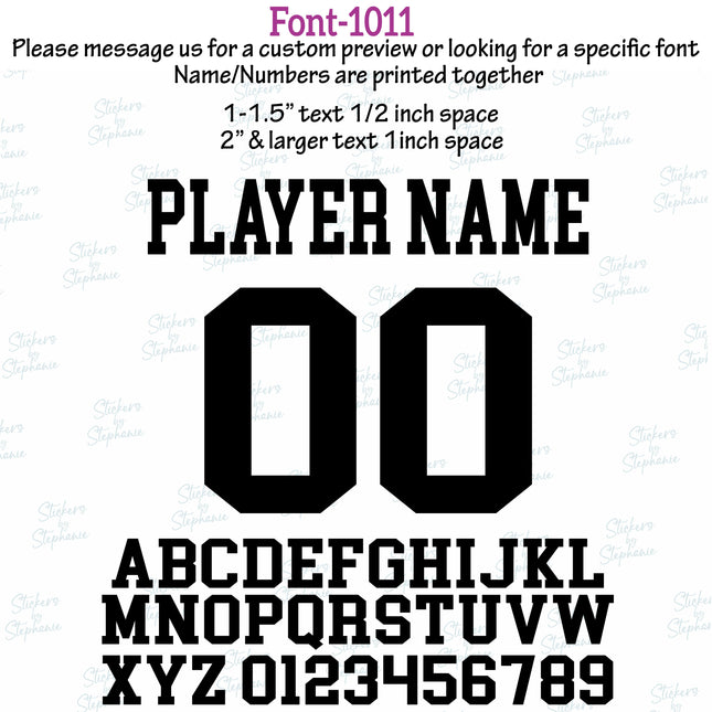 (CT-8) Sports Block Fonts Custom Player Name & Number Set Iron-On Transfer