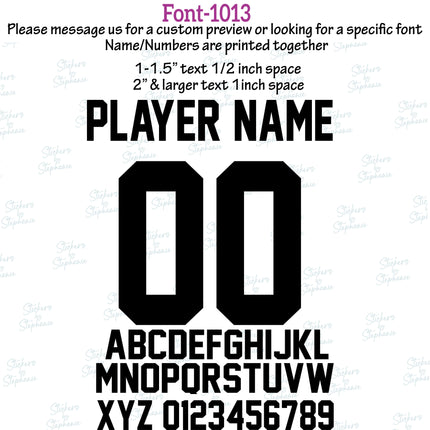 (CT-8) Sports Block Fonts Custom Player Name & Number Set Iron-On Transfer