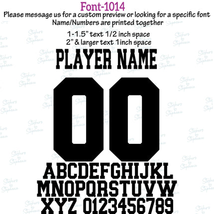 (CT-8) Sports Block Fonts Custom Player Name & Number Set Iron-On Transfer