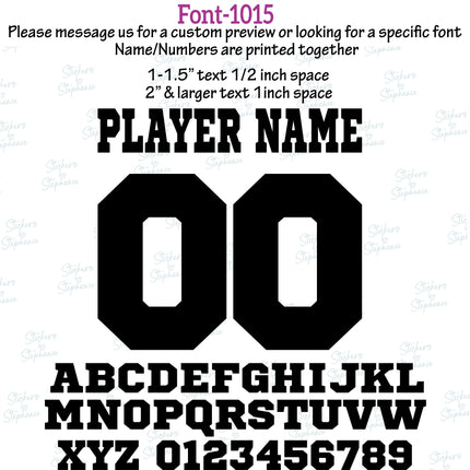 (CT-8) Sports Block Fonts Custom Player Name & Number Set Iron-On Transfer