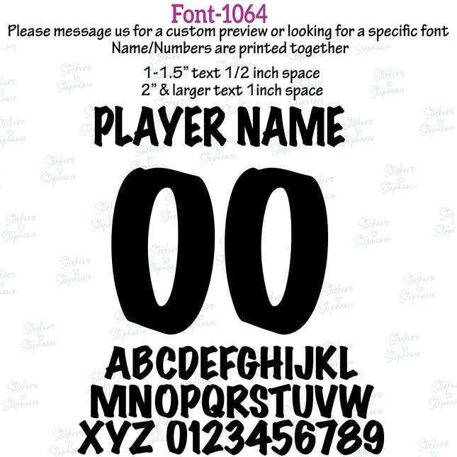 (CT-9) Other Fonts Custom Player Name & Number Set Iron-On Transfer