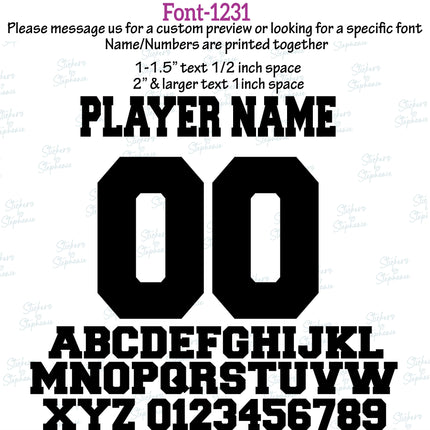(CT-8) Sports Block Fonts Custom Player Name & Number Set Iron-On Transfer