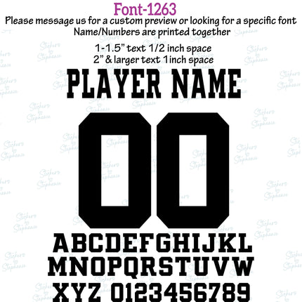 (CT-8) Sports Block Fonts Custom Player Name & Number Set Iron-On Transfer