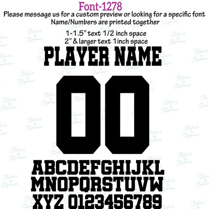 (CT-8) Sports Block Fonts Custom Player Name & Number Set Iron-On Transfer