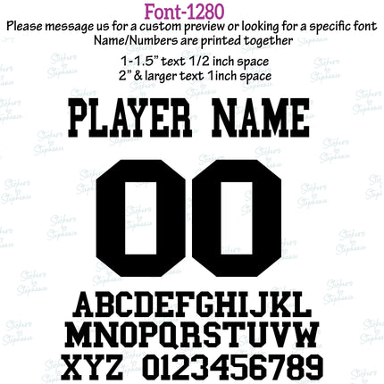(CT-8) Sports Block Fonts Custom Player Name & Number Set Iron-On Transfer