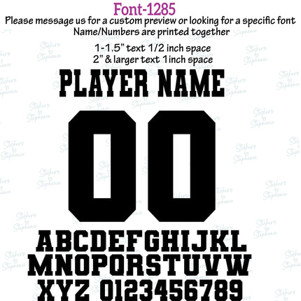 (CT-8) Sports Block Fonts Custom Player Name & Number Set Iron-On Transfer