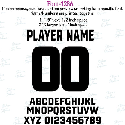 (CT-8) Sports Block Fonts Custom Player Name & Number Set Iron-On Transfer