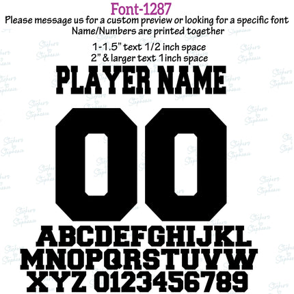 (CT-8) Sports Block Fonts Custom Player Name & Number Set Iron-On Transfer