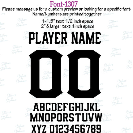 (CT-8) Sports Block Fonts Custom Player Name & Number Set Iron-On Transfer