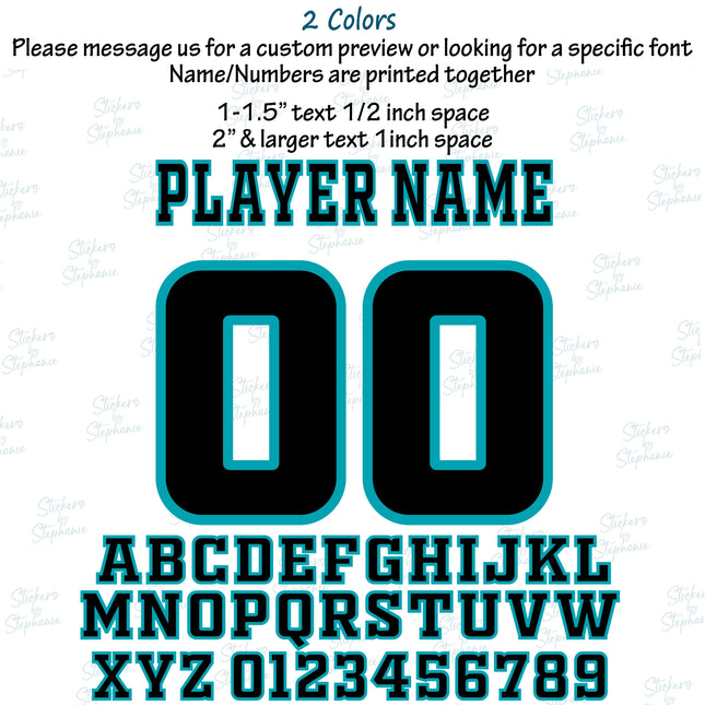 (CT-9016) 2 or 3 Color Layered Block Font Custom Player Name & Number Set Iron-On Transfer
