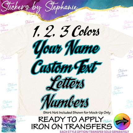 (CT-7002) 2 or 3 Color Script Font Iron-On Transfer