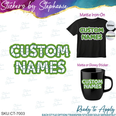 (CT-7003) 3 Color Bamboo Font Iron-On Transfer or Sticker