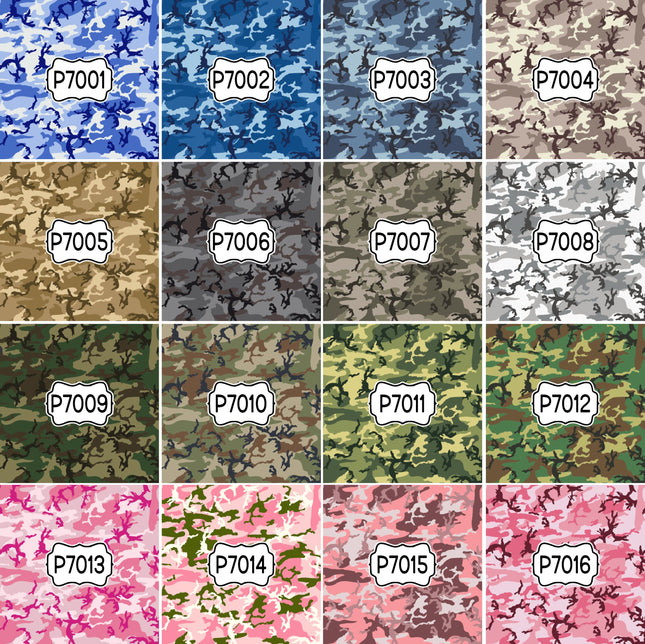 Camo Camouflage Print Pattern DIY Vinyl Sheet Iron-On Transfer or Sticker