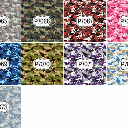 Camo Camouflage Print Pattern DIY Vinyl Sheet Iron-On Transfer or Sticker