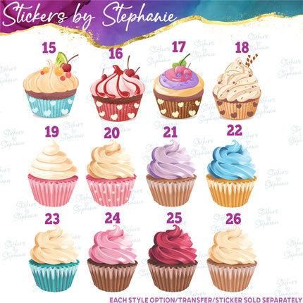 (s04-134) Stacked Love Cupcake Baking Iron-On Transfer or Sticker