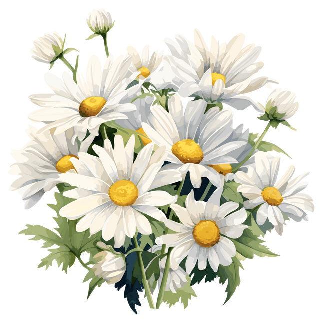 White Daisies Flowers Matte Iron-On Transfer