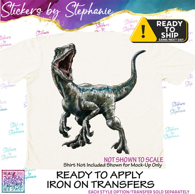 Velociraptor Dinosaur Matte Iron-On Transfer