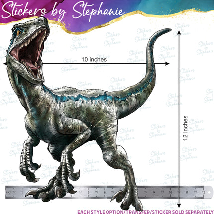 Velociraptor Dinosaur Matte Iron-On Transfer