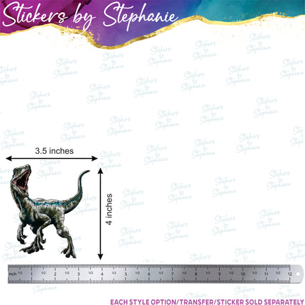 Velociraptor Dinosaur Matte Iron-On Transfer