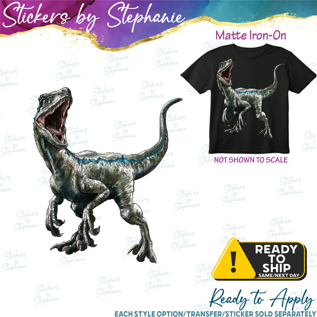 Velociraptor Dinosaur Matte Iron-On Transfer