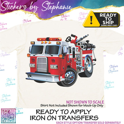 Fire Truck Matte Iron-On Transfer