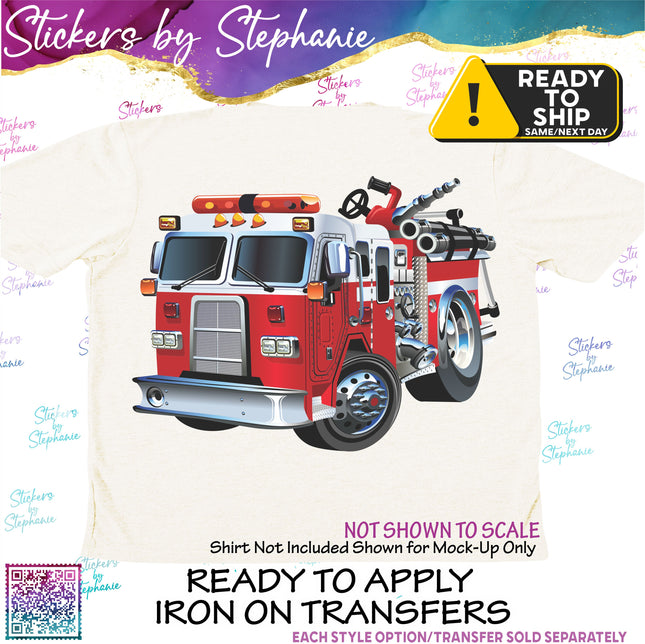 Fire Truck Matte Iron-On Transfer