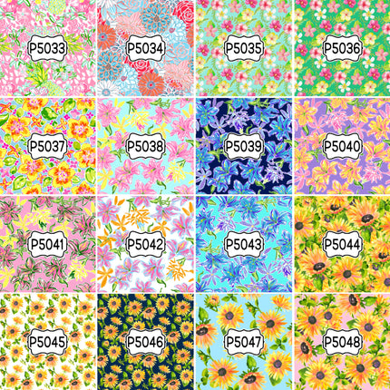 Floral Flower Group 1 Print Pattern DIY Vinyl Sheet Iron-On Transfer or Sticker