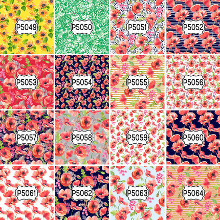 Floral Flower Group 1 Print Pattern DIY Vinyl Sheet Iron-On Transfer or Sticker