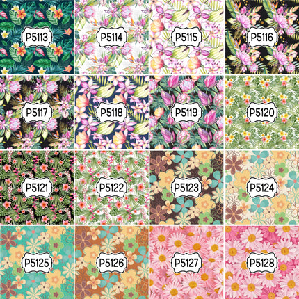 Floral Flower Group 1 Print Pattern DIY Vinyl Sheet Iron-On Transfer or Sticker